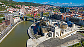 Aerial of the Guggenheim Museum, Bilbao, Basque country, Spain, Europe