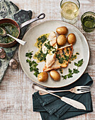 Pike-perch fillet with buttered herbs