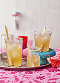 Asian cocktails of ginger and apple juice, yuzu juice and ginger beer