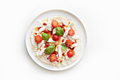 Egg white pizza with tomatoes and mozzarella