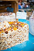 White nougat at a market in Brittany