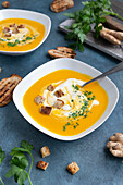 Carrot soup with coconut milk and ginger, vegan