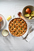 Homemade apple pie with lattice crust