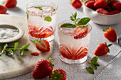 Strawberry Lemonade with strawbery syrup