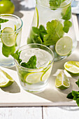 Refreshing lemonade with lime and mint