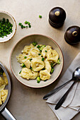 Vegan pasta pockets with chives