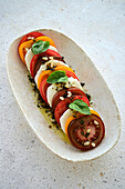 Caprese with colorful tomatoes