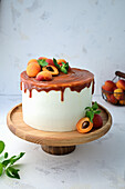 Apricot and almond cake with salted caramel