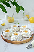 Mini Pavlovas with lemon curd and mascarpone cream