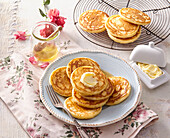 Ricotta pancakes with honey butter
