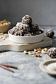 Healthy energy balls with grated coconut