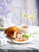 Turkey roll with cherry and almond stuffing