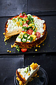 Tex Mex cheesecake with tortilla chip base