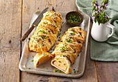Savory strudel with cheese and ham