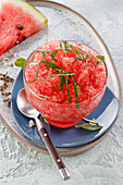 Watermelon granita with basil