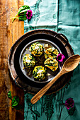 Spinach dumplings with brown butter and Parmesan cheese