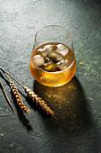 Whiskey with ice cubes