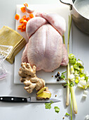Ingredients for Asian style chicken stock