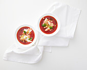 Virgin Bloody Mary soup with burrata