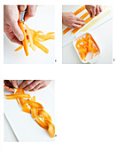Preparing puff pastry carrot braids
