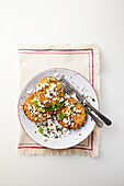 Breaded eggplant with feta and mint