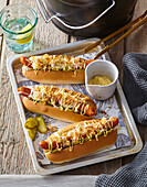 Grilled hot dogs