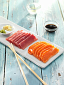 Sashimi von Lachs und Thunfisch