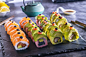 Colourful sushi selection