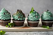 Mint chocolate cupcakes with chocolate drops