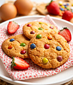 Cookies with colored chocolate candies