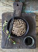 Cooked buckwheat noodles (soba noodles)