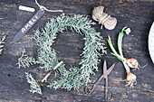 Wreath of cypress with snowdrops and name tag