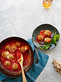 Baked pork meatballs with apples and cheddar cheese