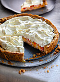 Apple tart with whipped cream topping