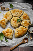 Garlic flatbread with olive oil