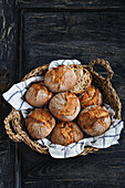 Rustic rolls made from wheat flour and rye flour