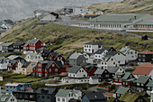 Häuser im Dorf, Eidi, Eysturoy, Färöer Inseln