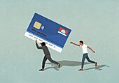 Mann jagt Einbrecher, der eine Kreditkarte stiehlt, Identitätsdiebstahl