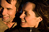 Close up of couple smiling\n