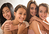 Portrait of Teenage Girls Smiling\n