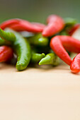 Red and green chili peppers\n