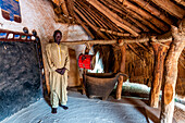 Man explaining the history of the Lamido Palace, Ngaoundere, Adamawa region, Northern Cameroon, Africa\n