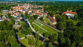 Aerial of Luebbenau, UNESCO Biosphere Reserve, Spree Forest, Brandenburg, Germany, Europe\n