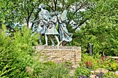 Monument to the Selkirk Settlers, erected in 2008, to commemorate the 19th century Scots who settled after the Highland Clearances, Waterfront Drive, Winnipeg, Manitoba, Canada, North America\n