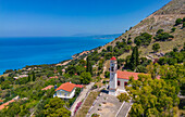 Luftaufnahme der Küste bei Zola, Kefalonia, Ionische Inseln, Griechische Inseln, Griechenland, Europa
