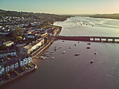 An evening view of Shaldon village and the estuary of the River Teign, Devon, England, United Kingdom, Europe\n