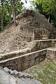 Pyramid A1 on Plaza A in the residential complex in the Mayan ruins in the Cahal Pech Archeological Reserve, San Ignacio, Belize.\n
