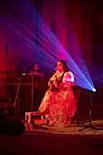 Spanish singer-songwriter Valeria Castro, one of the promising women that have emerged in recent years in the Spanish folklore scene, performs in Veruela Summer Festival 2023, Zaragoza, Spain\n