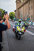 Die 12. Etappe der Vuelta a España, eines der wichtigsten Radrennen im internationalen Kalender, erreicht Zaragoza, Aragon, Spanien, am 7. September 2023