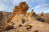 Navajo sandstone hoodoo rock formations in the Grand Staircase-Escalante National Monument in Utah.\n